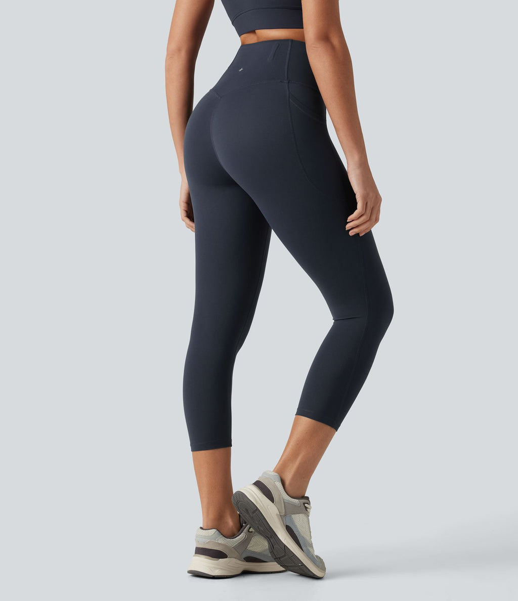 Legging capri de yoga Halara UltraSculpt™ taille haute anti-roulottage ventre plat gainant avec poches