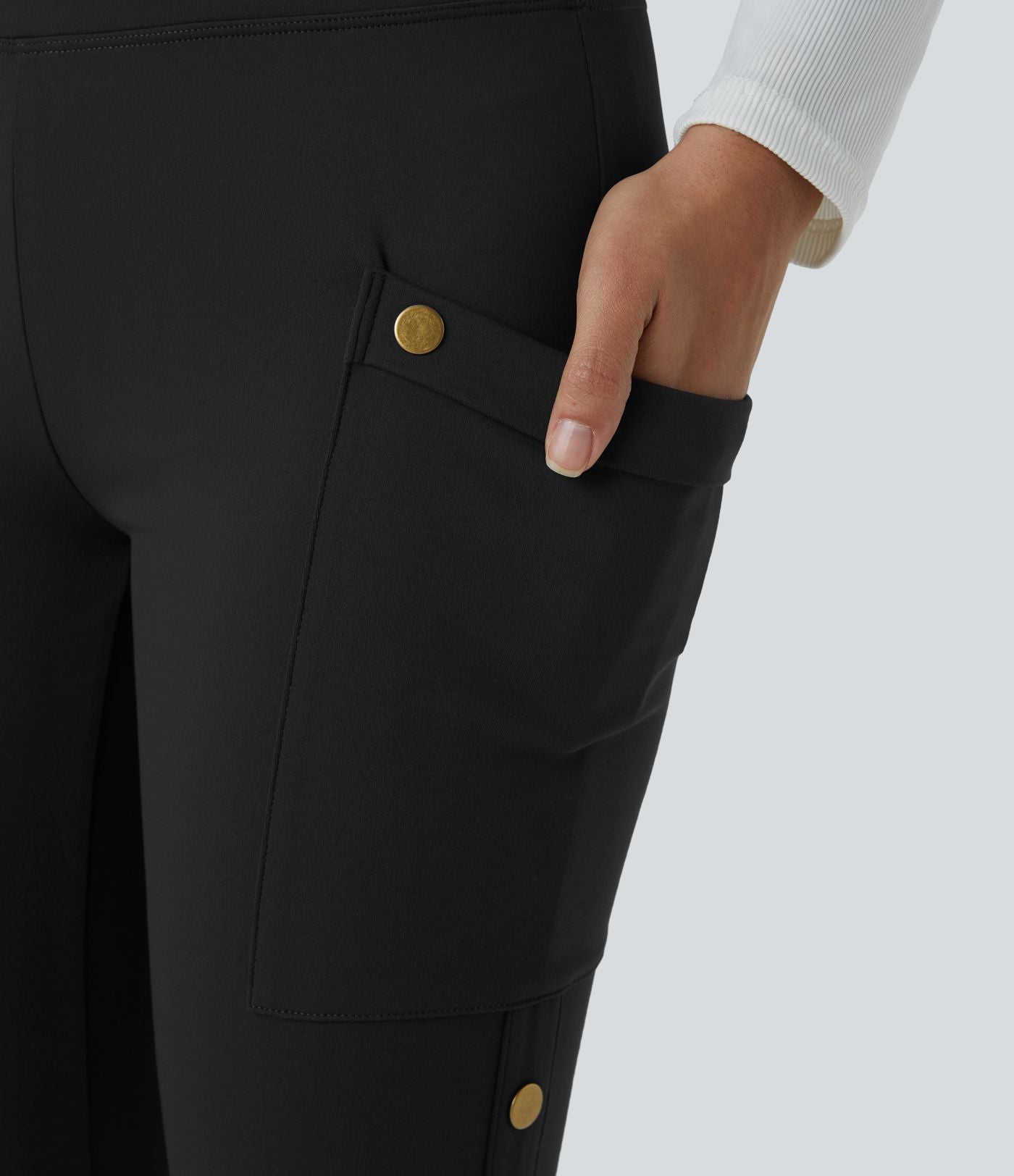 Pantalon taille haute ajusté longueur cheville avec poches décoratives DayStretch