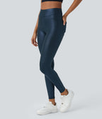 Softlyzero™ Legging Travail Taille Haute Tissu Enduit Poche Latérale Arrière