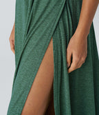 Robe Casual Débardeur Longue Fluide Fendue Dos Nu à Col en U