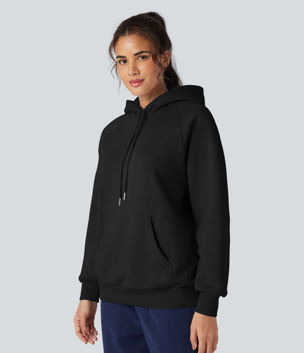 Sweat-shirt coton polaire à capuche cordon de serrage manches longues avec poches