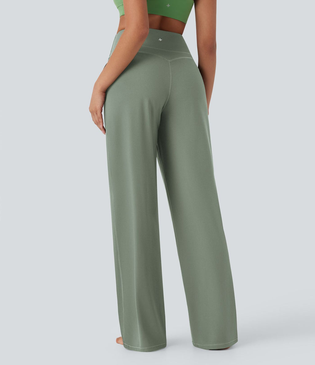 Pantalon de yoga droit gainant taille haute avec poches Halara UltraSculpt™