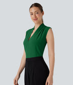 Blouse sans manches col V pour le bureau