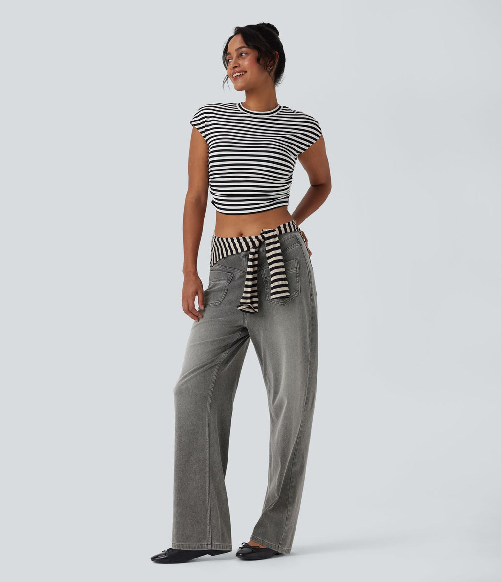 Halara Flex™ Jean coupe droite décontracté taille mi-haute avec poches