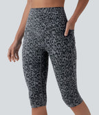 Legging 3/4 de yoga taille haute gainant imprimé léopard Halara UltraSculpt™ avec poches