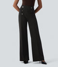 Pantalon tailleur large taille haute rayures avec poches