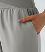 Breezeful™ Pantalon Fluide Vacances Séchage Rapide Taille Haute Croisée Poches Latérales Plissées Fente