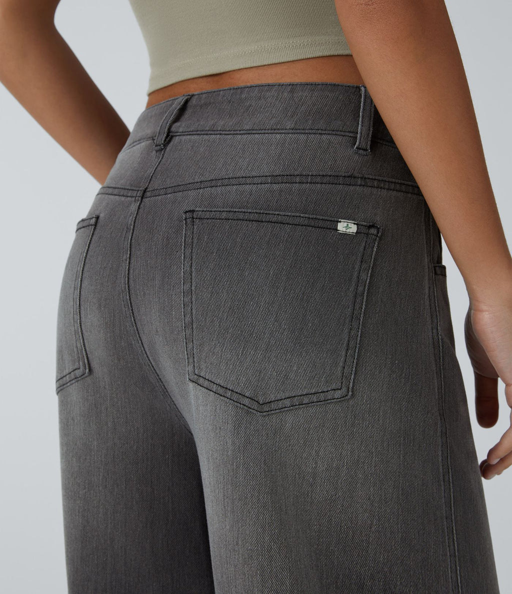 Jean Barrel 7/8 taille basse Halara Flex™ avec poches zippées
