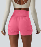 Short de yoga SoftlyZero™ Airy taille haute froncé effet frais InstantCool 7,5 cm avec poches