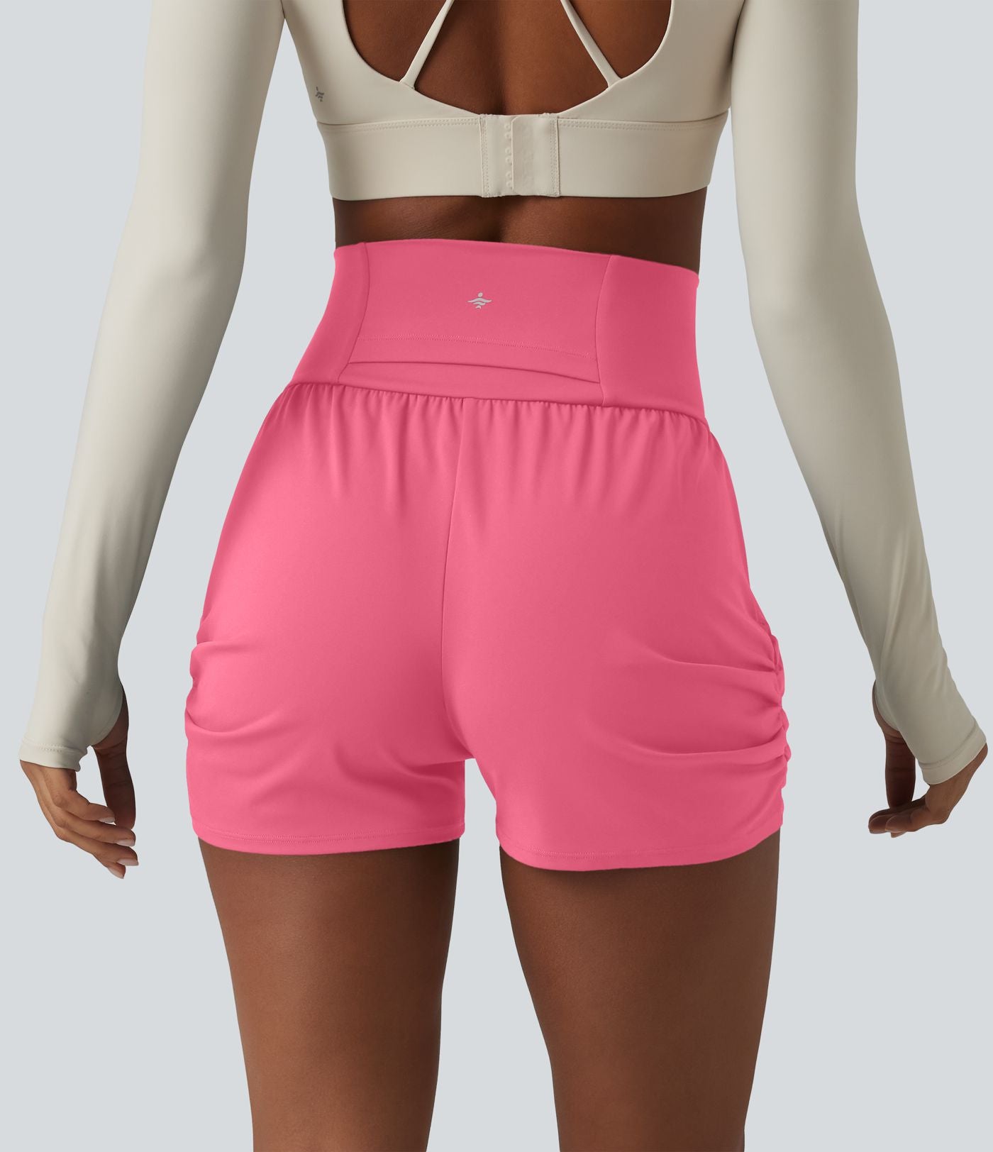 Short de yoga SoftlyZero™ Airy taille haute froncé effet frais InstantCool 7,5 cm avec poches