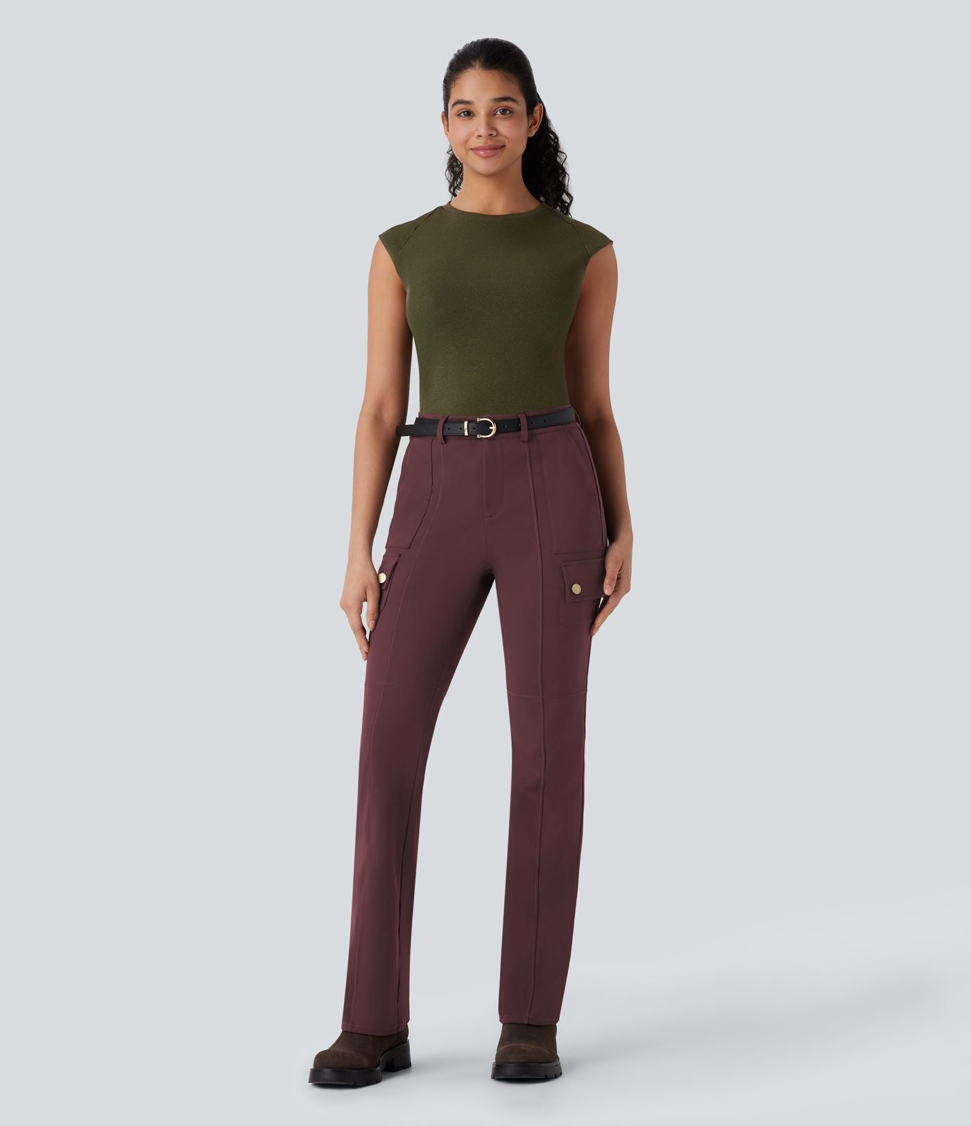 Pantalon cargo bootcut randonnée taille moyenne DayStretch avec poches