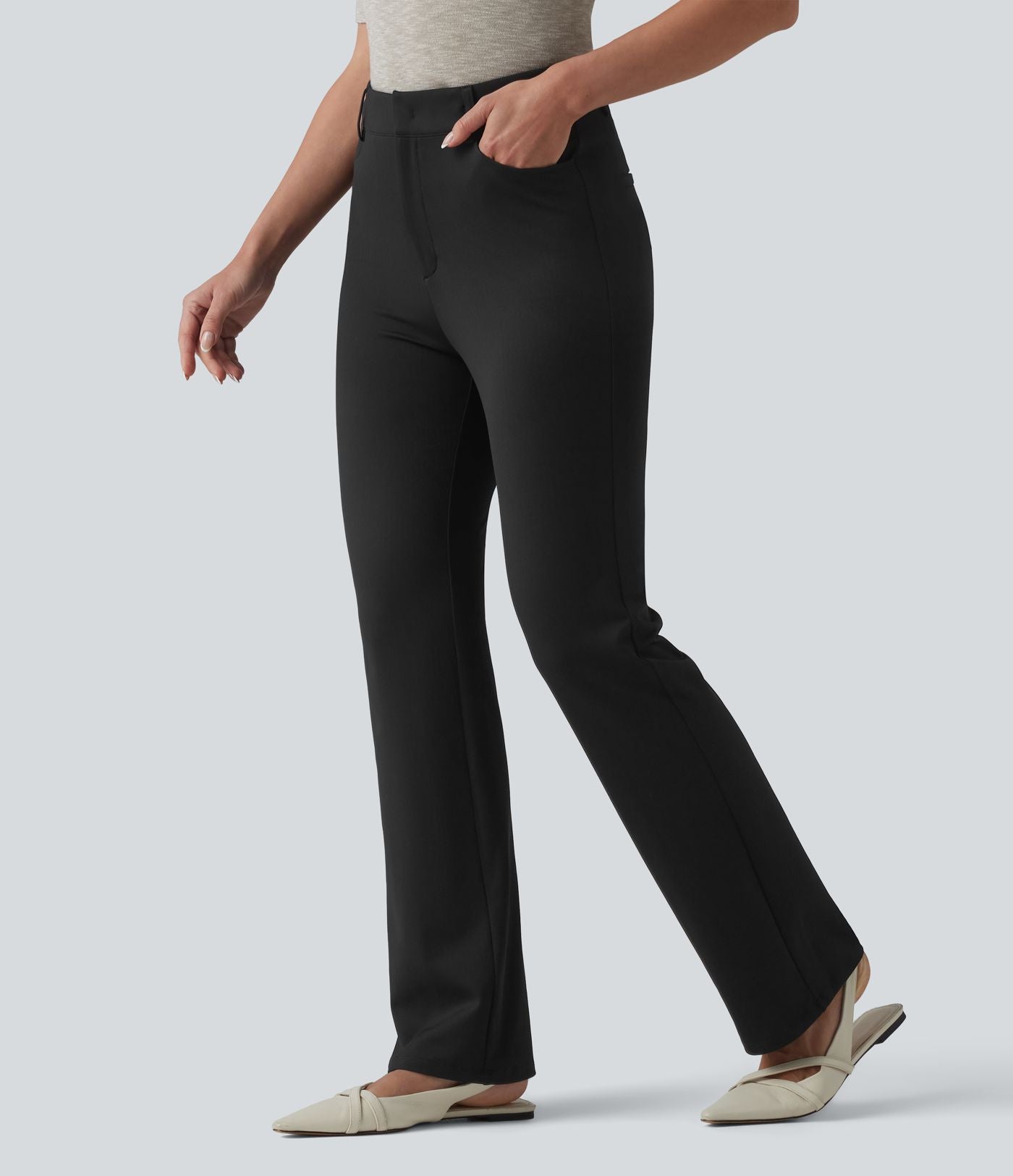 Halara Flex™ Pantalon tailleur bootcut taille haute à chevrons avec poches