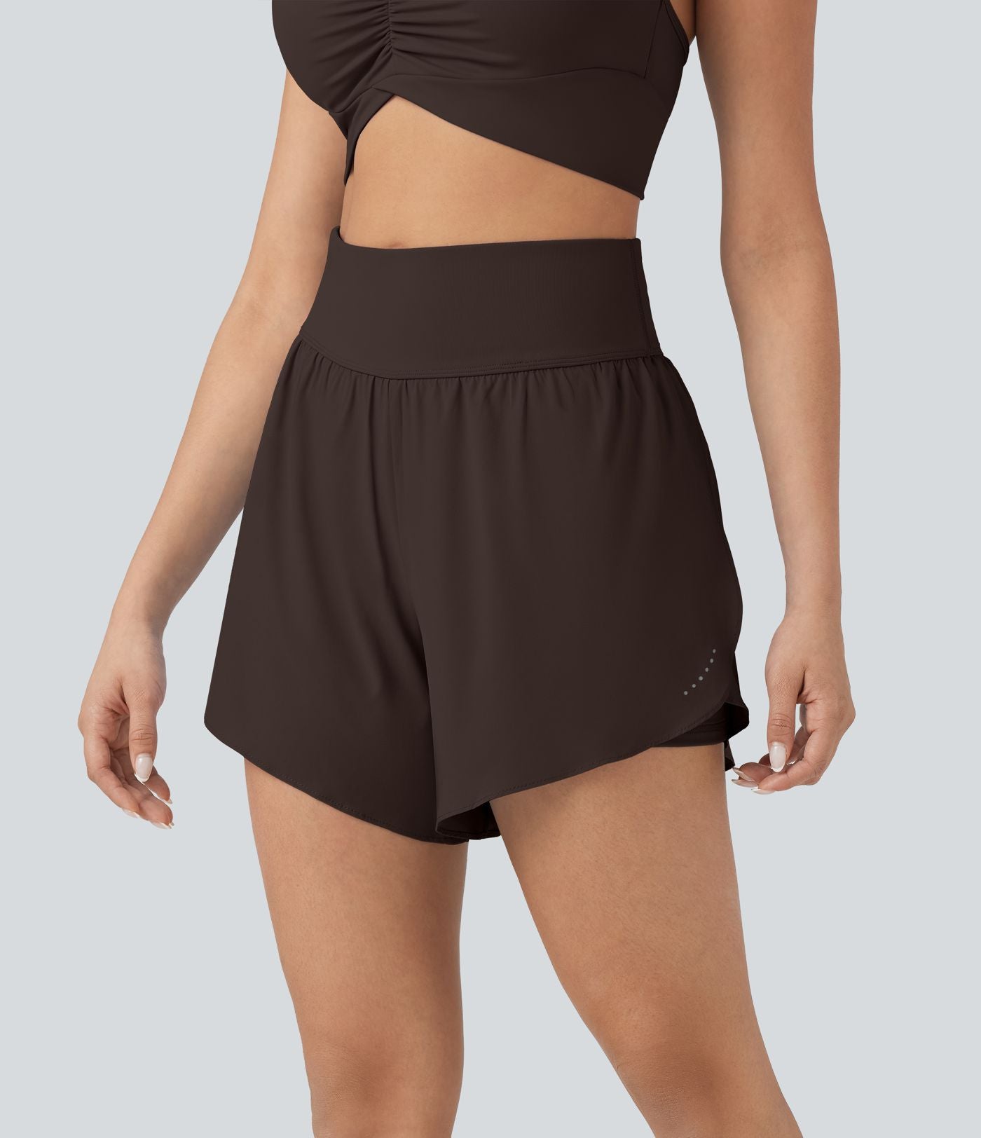 Short 2-en-1 de course gainant taille haute avec points réfléchissants, ourlet croisé et séchage rapide 12,5 cm avec poches SoftlyZero™