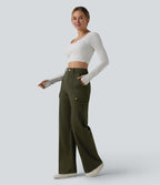 DayStretch Pantalon cargo décontracté taille haute coupe droite avec poches