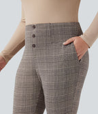Pantalon tailleur skinny Halara Flex™ grande taille taille haute pied-de-poule à carreaux avec poches