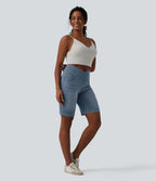 Short en jean Halara Flex™ casual gainant taille haute croisée avec poches