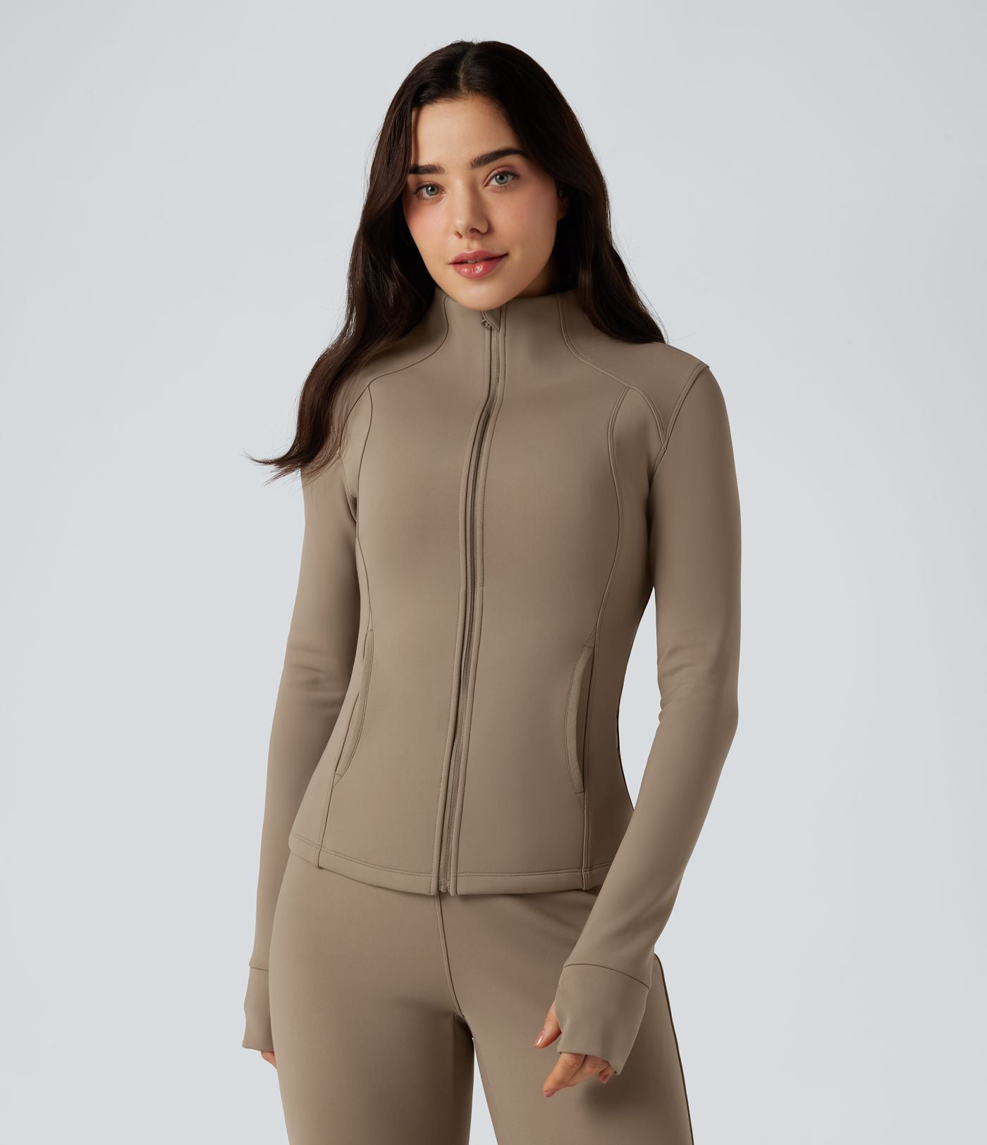 Veste d'entraînement polaire manches longues avec trous pouces et poches