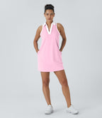 Robe de golf mini SoftlyZero™ Airy 2-en-1 à effet frais InstantCool color block avec poche pour tee de golf