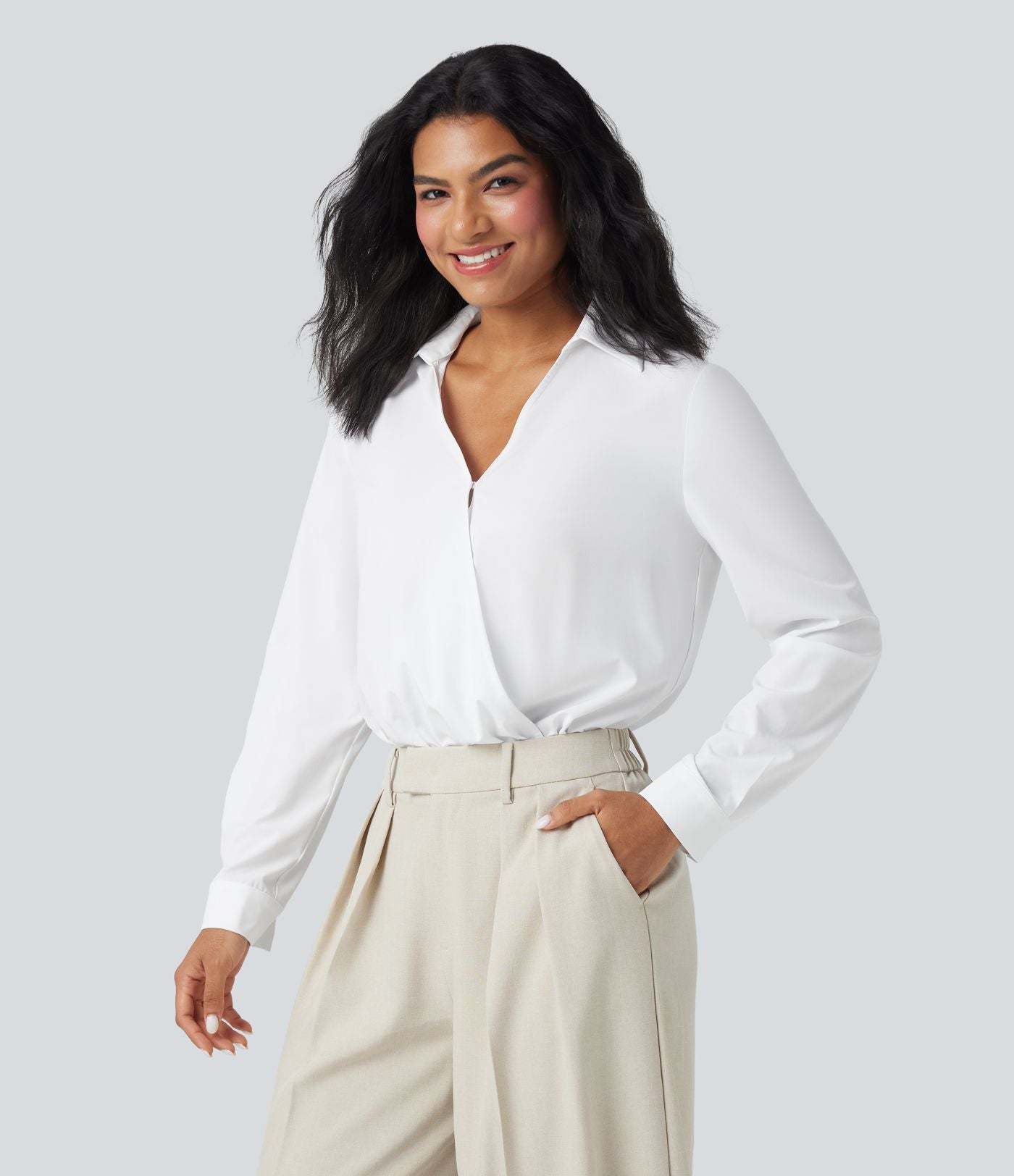 Body chemise de travail Breezeful™ col V manches longues séchage rapide