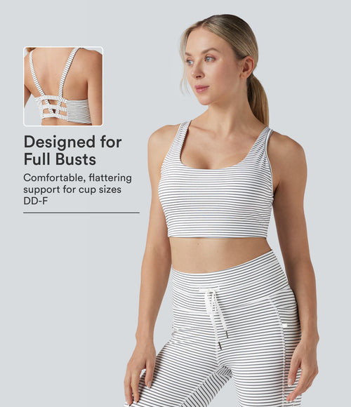 Brassière de sport yoga soutien léger col U découpes à rayures bonnets E-G
