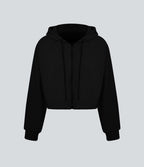 Sweatshirt en Coton Casual à Manches Longues avec Cordon de Serrage et Zipper Style Waffle