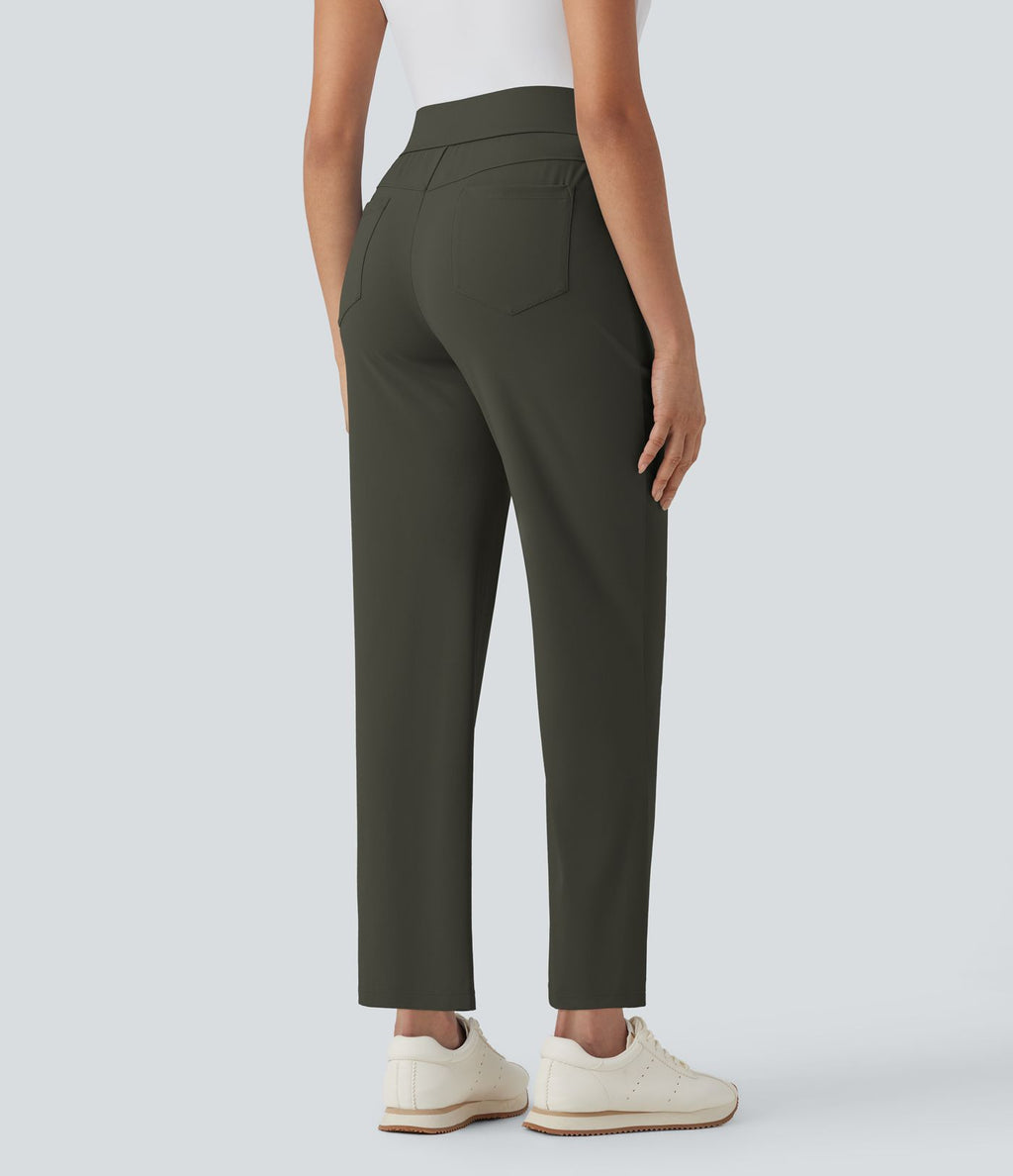 Pantalon de golf séchage rapide, taille mi-haute, avec poches et poche tee, UPF40+