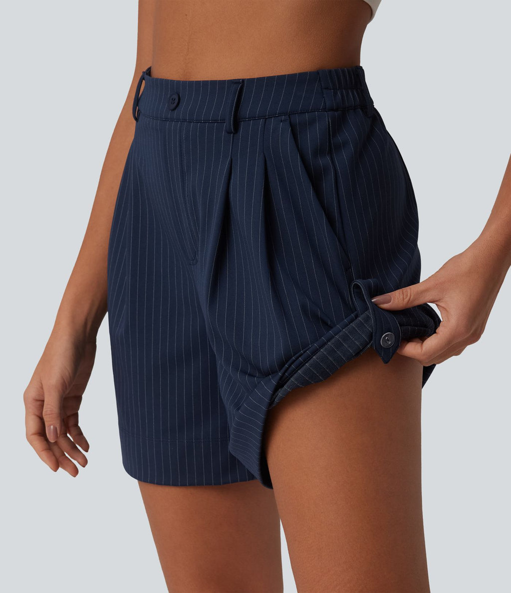 Short casual à rayures 12,5 cm taille haute avec poches