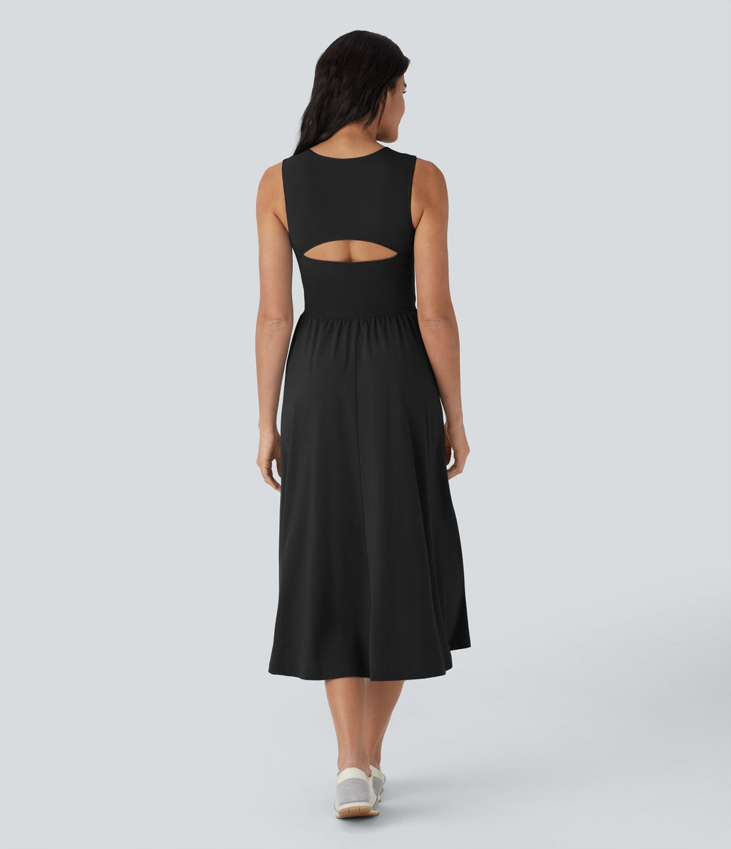 Robe active mi-longue sans manches Breezeful™ avec découpes, séchage rapide, fluide et poches pour camping
