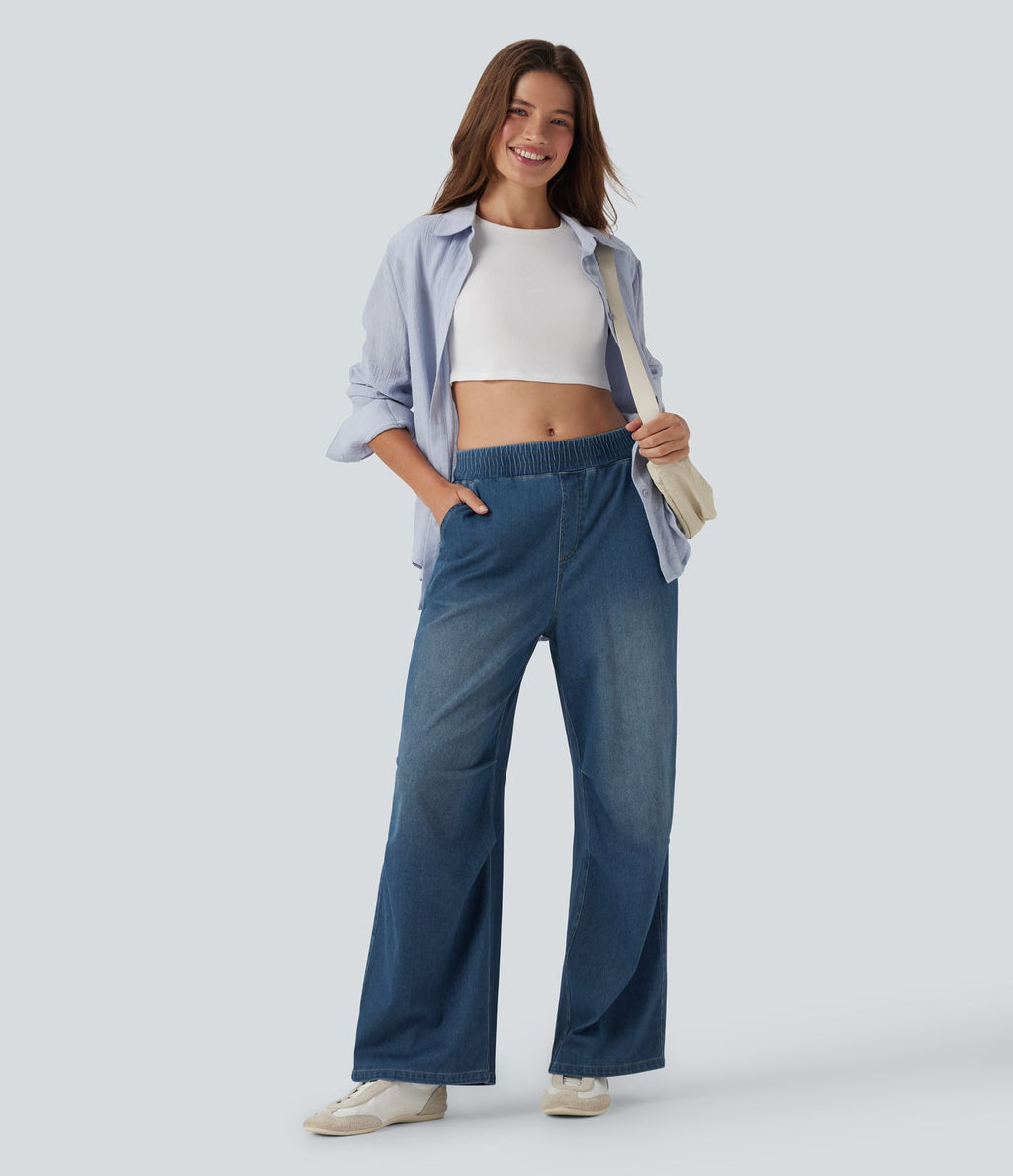 Jean décontracté Halara Flex™ taille mi-haute coupe ample avec poches