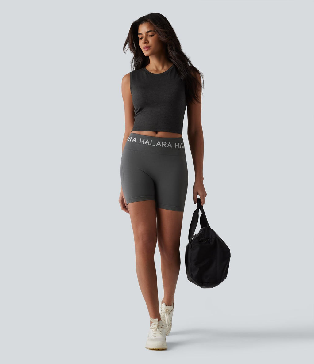 Débardeur court col rond avec brassière intégrée