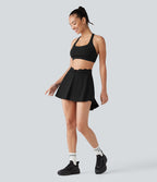 Jupe de tennis 2 en 1 SoftlyZero™ Airy, taille haute, dentelle contrastée, ourlet fendu incurvé et poches - Protection solaire UPF50+