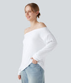 T-shirt épaules dénudées à manches longues