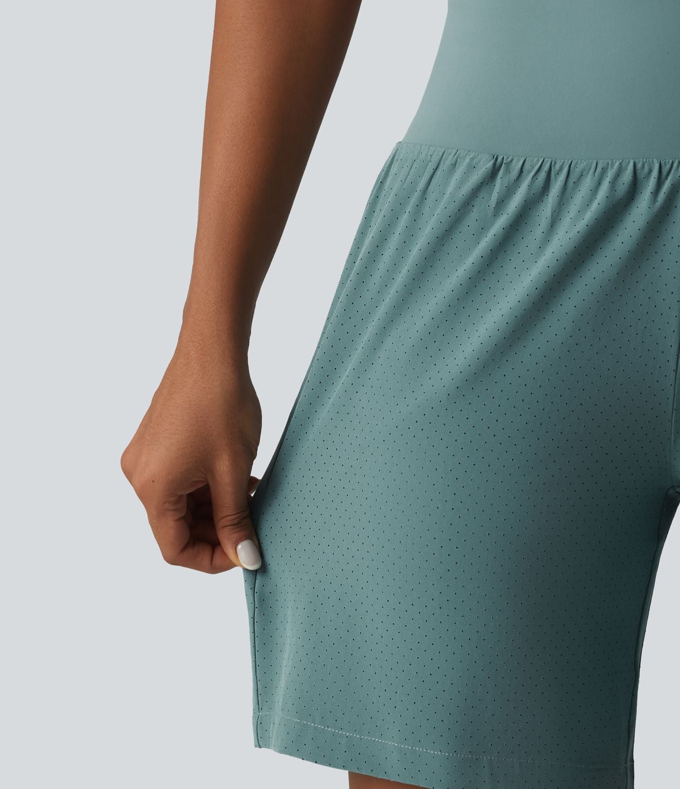 Short de yoga 2 en 1 à taille très haute, effet ventre plat, séchage rapide, 17,5 cm, avec poches