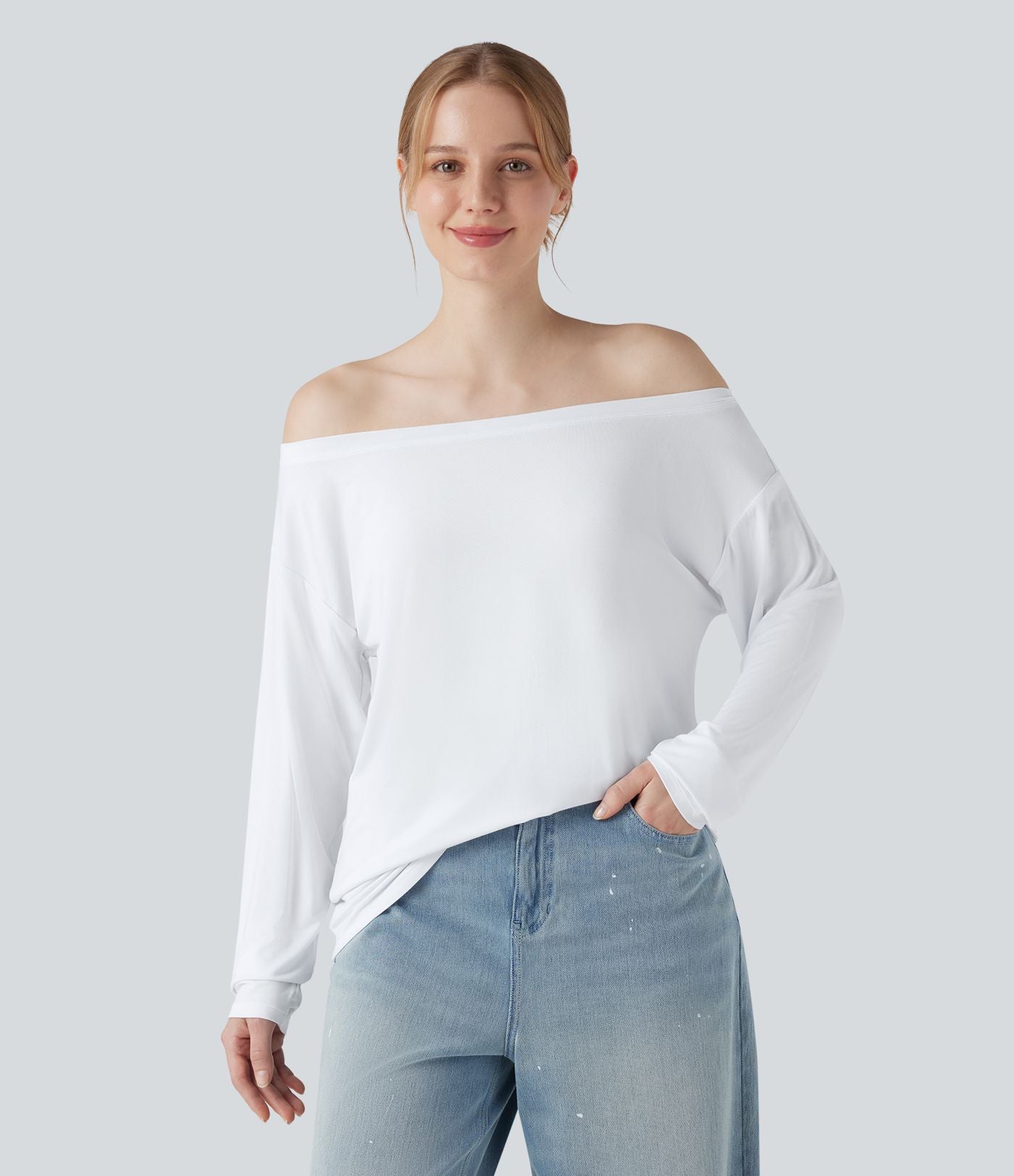 T-shirt épaules dénudées à manches longues