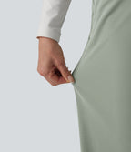 Pantalon tailleur taille haute à jambes droites avec poches