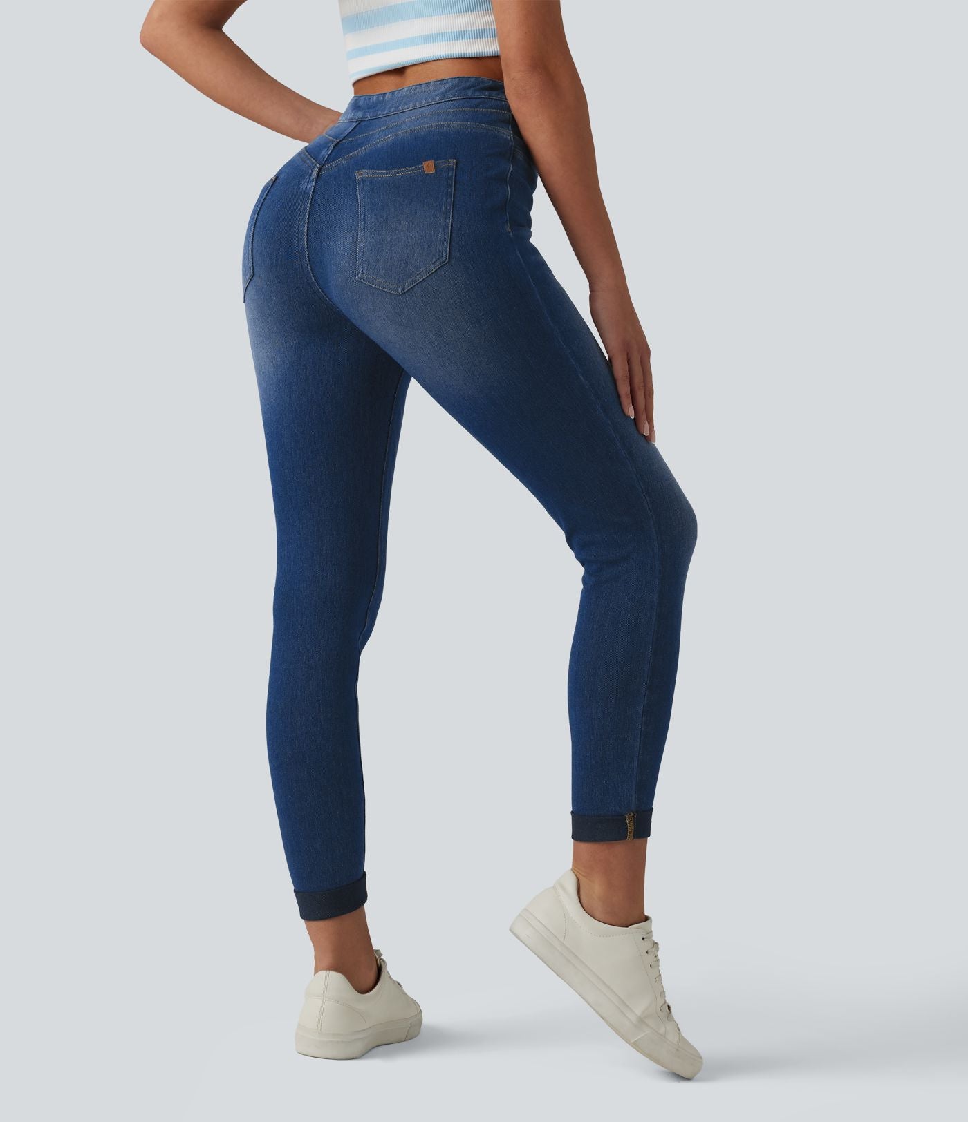 Legging 7/8 casual denim Halara Flex™ gainant taille haute avec poches