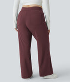 Pantalon coupe droite grande taille taille haute DayStretch avec poches