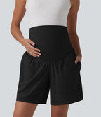 Short de yoga maternité 2-en-1 SoftlyZero™ Airy taille très haute effet frais InstantCool 17,5 cm avec poches