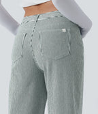 Jean ample Halara Flex™ asymétrique casual à rayures taille mi-haute avec poches