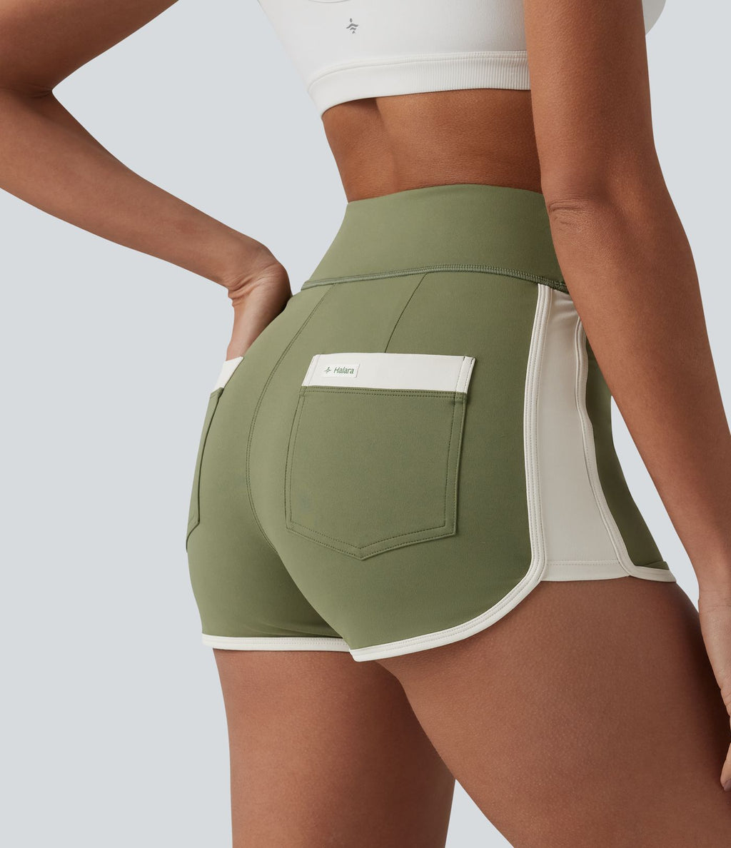 Short de sport SoftlyZero™ Airy 6,5 cm taille haute effet frais InstantCool color block, avec poches, protection solaire UPF50+