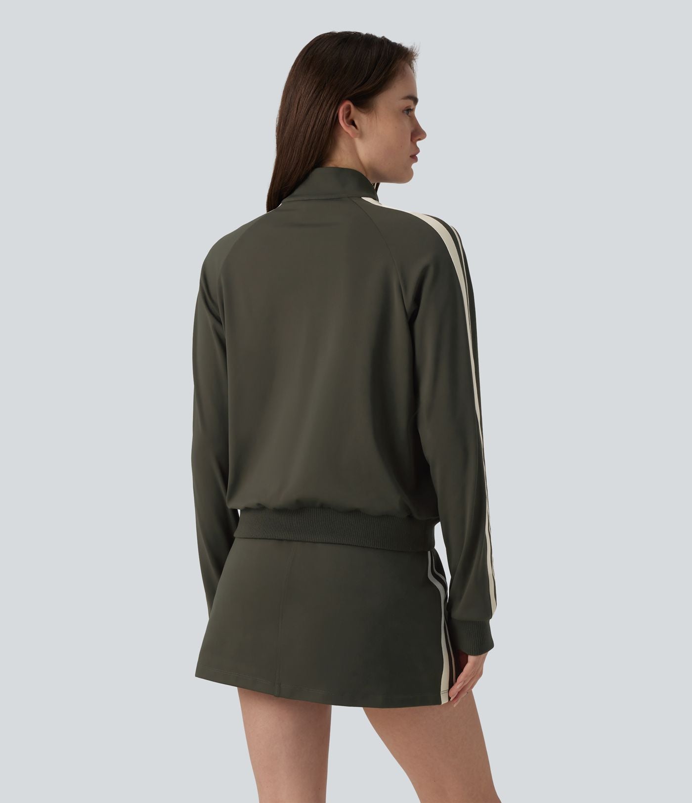 Veste de sport DayStretch col montant color block à rayures avec poches