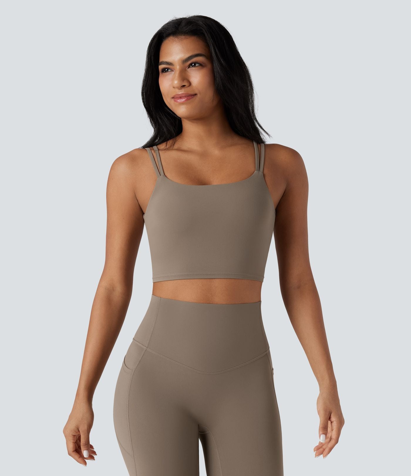 Débardeur yoga court Halara UltraSculpt™ double bretelles torsadé dos nu