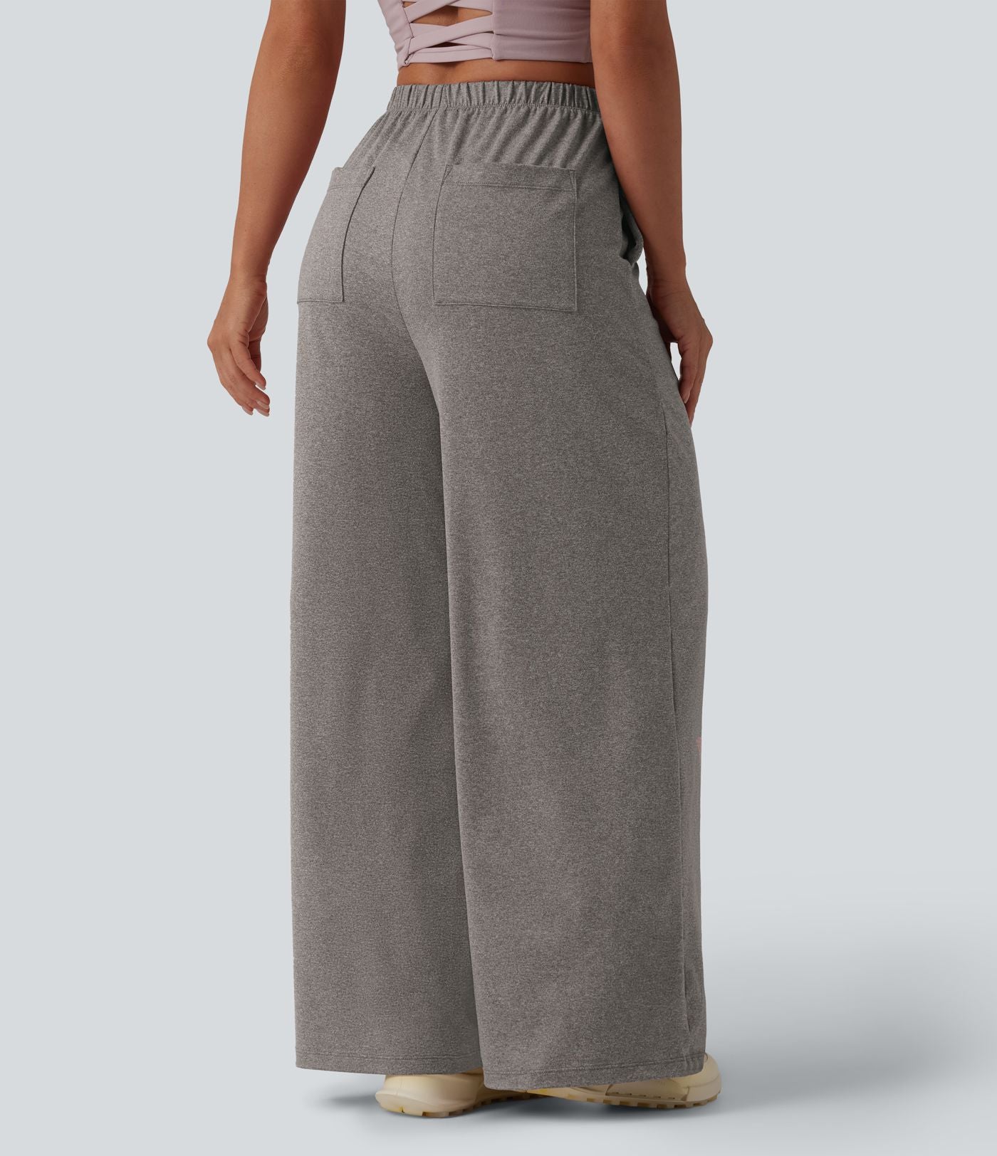 Pantalon de yoga large taille haute avec poches
