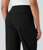 Jogging cargo chino coton taille haute avec poches