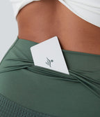 Shorts 2' Casual 2 en1 Taille Haute Empiècement en Maille dans le Dos et Poches