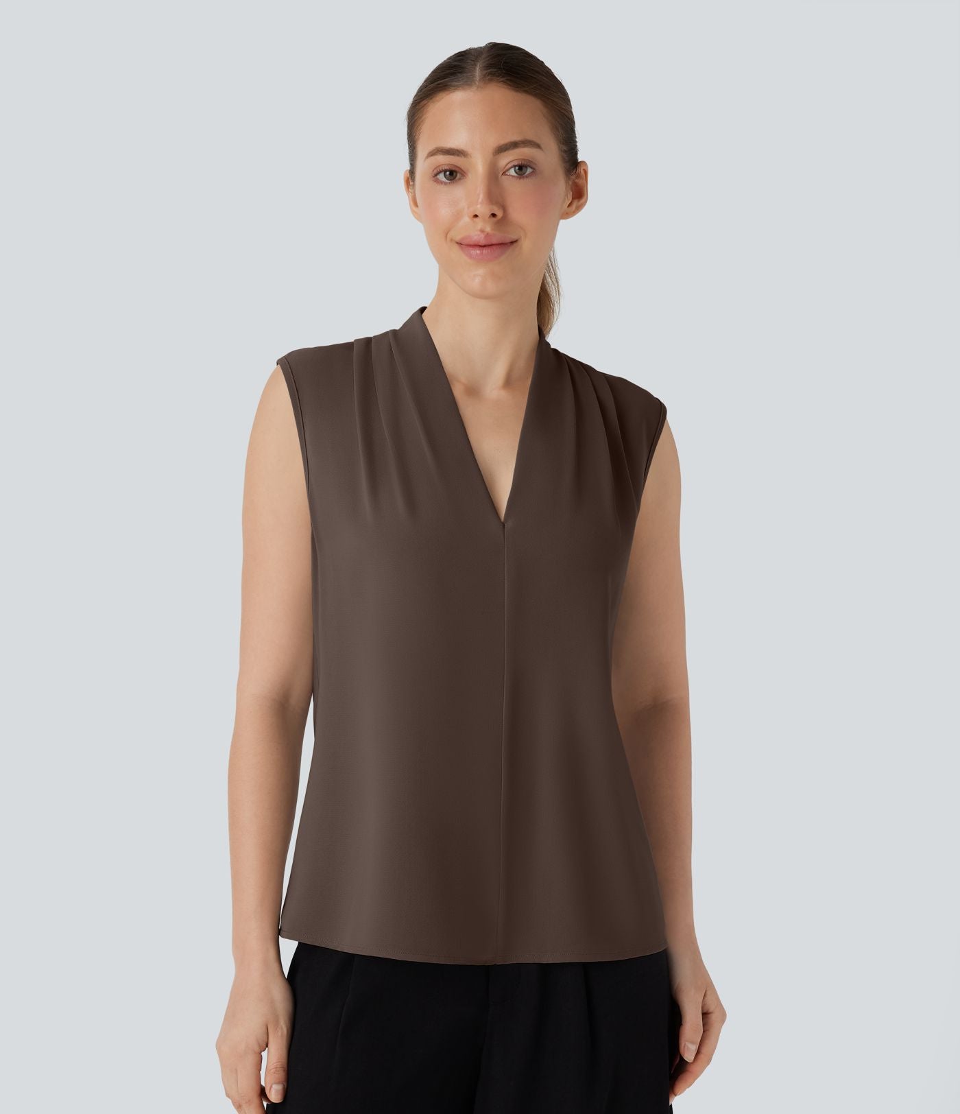 Blouse sans manches col V pour le bureau