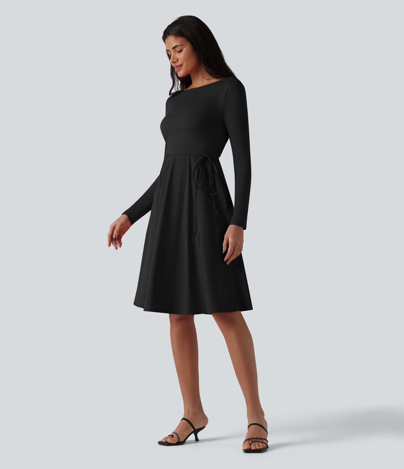 Robe midi SoftlyZero™ Airy 2-en-1 effet frais InstantCool à manches longues, coupe portefeuille et poches