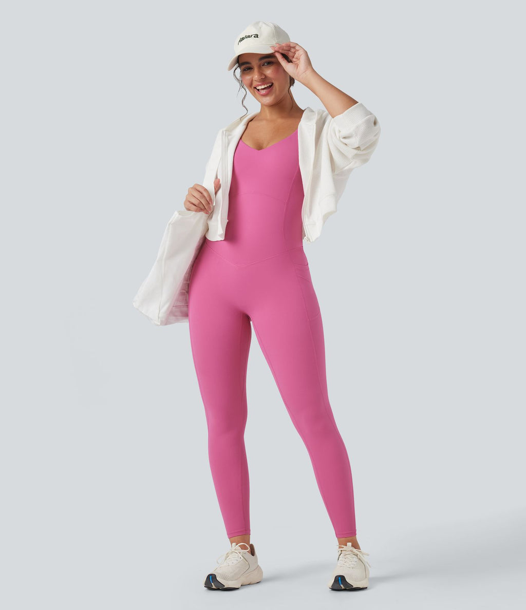 Combinaison de sport Halara UltraSculpt™ col V gainante push-up à poches
