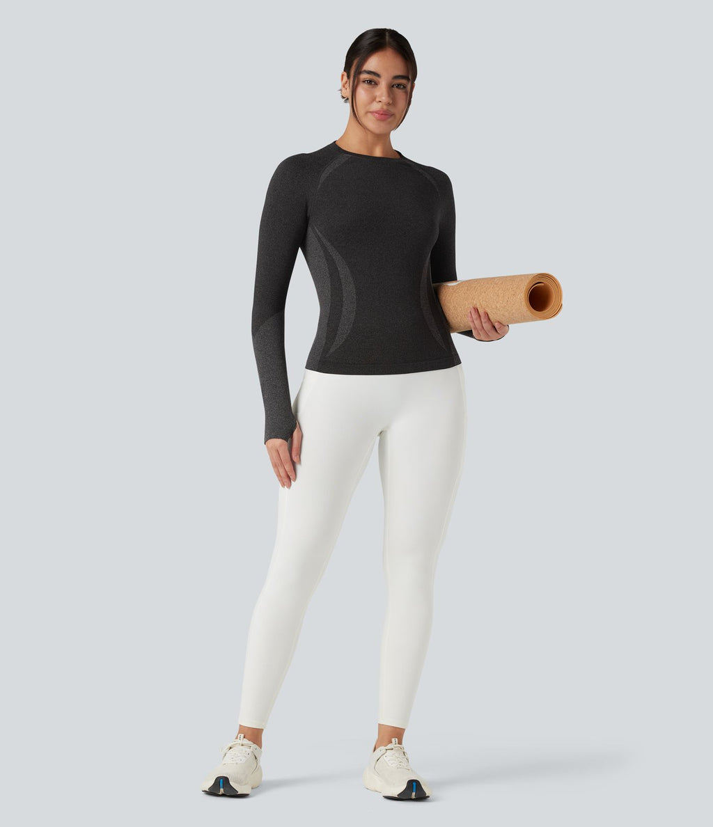 Haut de sport yoga manches raglan longues avec passants pouces sans couture OneForm Seamless Flow