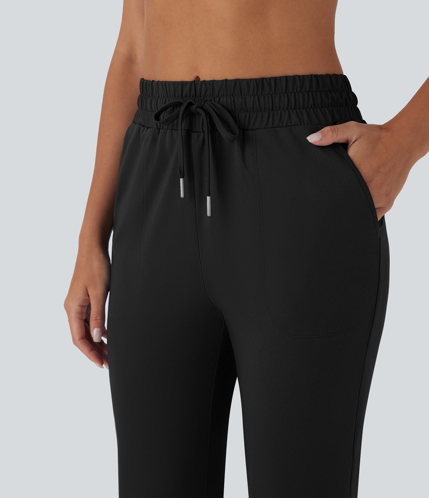Pantalon corsaire jogging de danse taille haute à cordon avec poches latérales